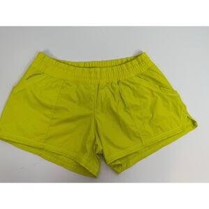 Lululemon Neon Yellow Lime Shorts Smocked Waist Size 12